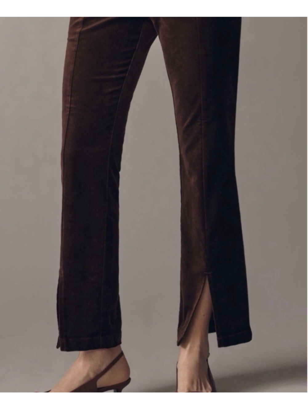 Anthropologie Maeve XSP High Rise Split Front Brown Velvet Skinny Pants NWOT - Picture 4 of 13